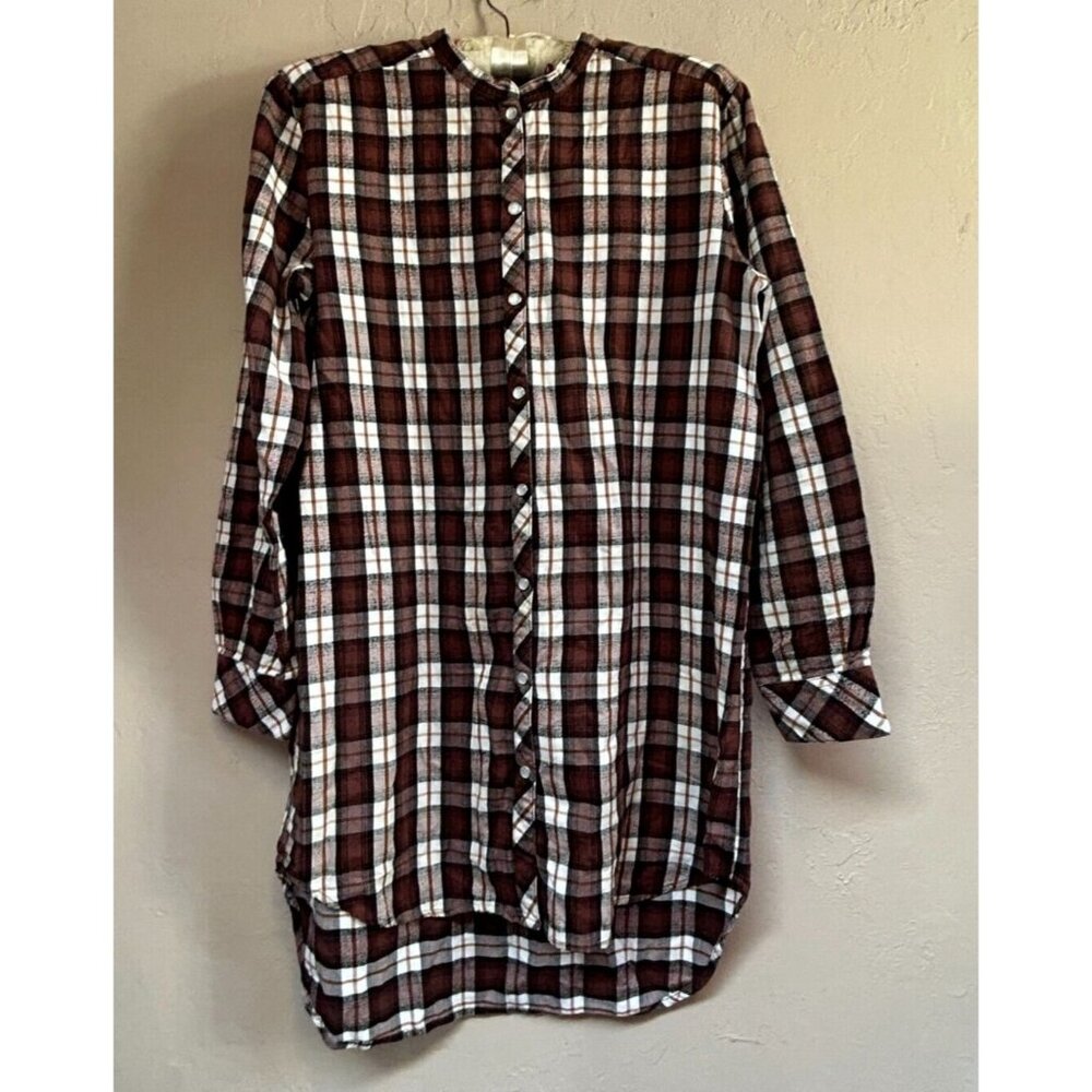 S'nob De Noblesse Womens Size 38 US 8 Shanne Tunic Top Shirt Elbow Patch Plaid